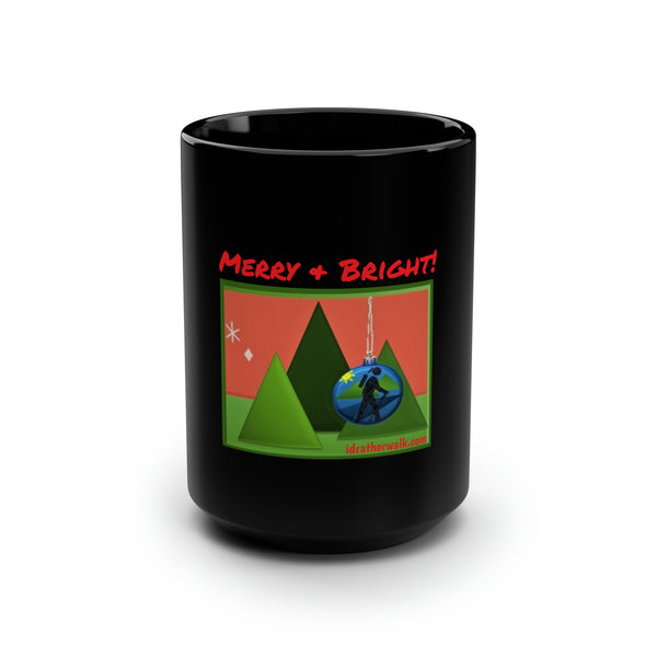 Large Black IRW Holiday Logo "Merry & Bright" Mug 15oz