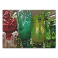 "Festive Glassware"  Tempered Glass Cutting Board, 2 sizes