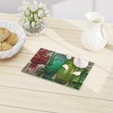 "Festive Glassware"  Tempered Glass Cutting Board, 2 sizes