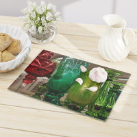 "Festive Glassware"  Tempered Glass Cutting Board, 2 sizes