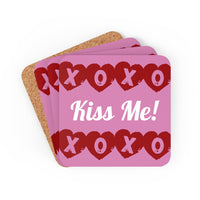Corkwood Coaster Set "Kiss Me!"