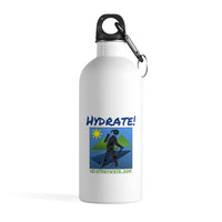 Stainless Steel IRW "Hydrate!" Water Bottle w/carabiner, 14oz