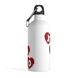 Stainless Steel "Hearts & Kisses" Water Bottle w/carabiner, 14oz