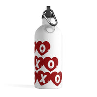 Stainless Steel "Hearts & Kisses" Water Bottle w/carabiner, 14oz