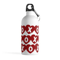 Stainless Steel "Hearts & Kisses" Water Bottle w/carabiner, 14oz