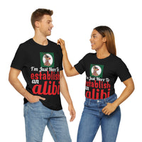 Unisex Jersey Short Sleeve Holiday Tee, "Alibi"