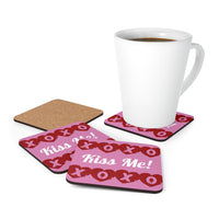 Corkwood Coaster Set "Kiss Me!"