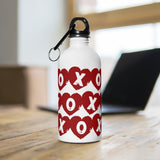 Stainless Steel "Hearts & Kisses" Water Bottle w/carabiner, 14oz