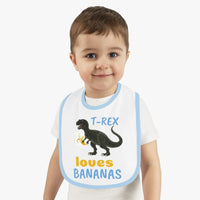 "T-Rex Bananas" Contrast Trim Jersey Bib